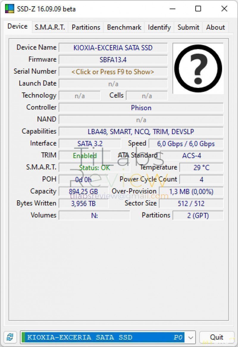 ССД накопитель Kioxia EXCERIA  960GB в формате 2,5 с Sata 3 интерфейсом.