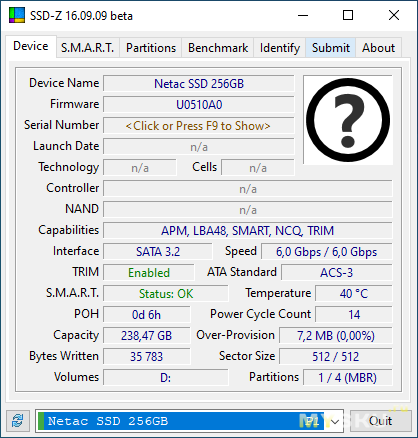SSD Netac 256Gb