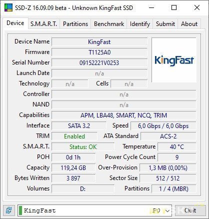 Твердотельный накопитель KingFast F10 128 ГБ