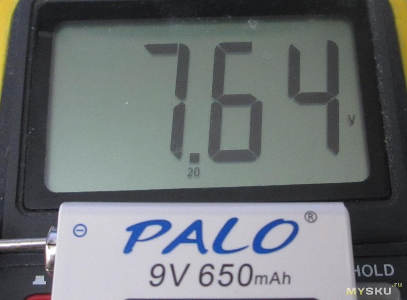 Аккумулятор литий-ионный  PALO 6F22 "9"(8.4)В "650"(500) мАч, с зарядом от micro USB.