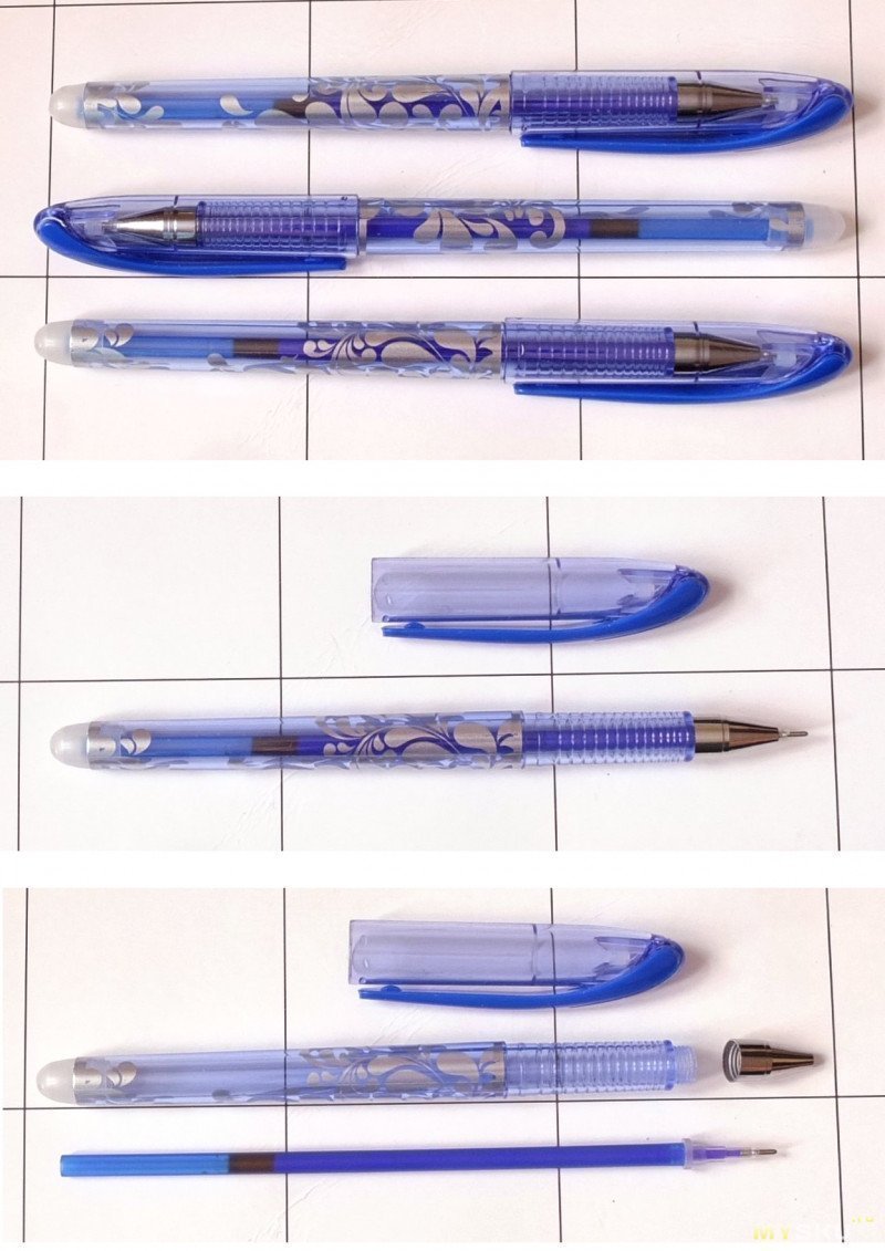 Пиши-стирай: 3 ручки+2 ластика+50 стержней. Восстановление цвета после стирания (опыты)